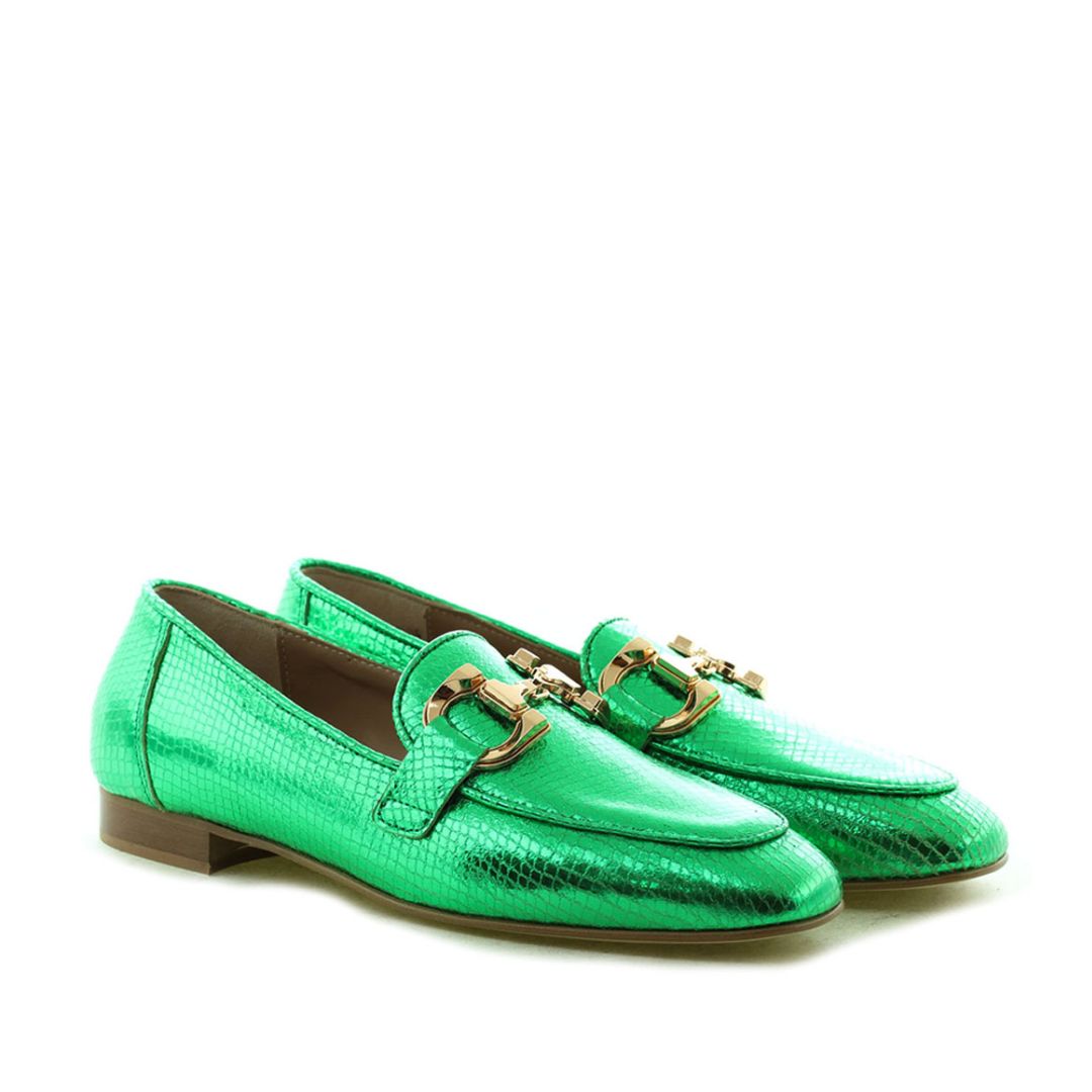 BlendZ Croco Loafer-Verde Damesschoenen BlendZ Croco lak Loafer Verde groen 06-20c